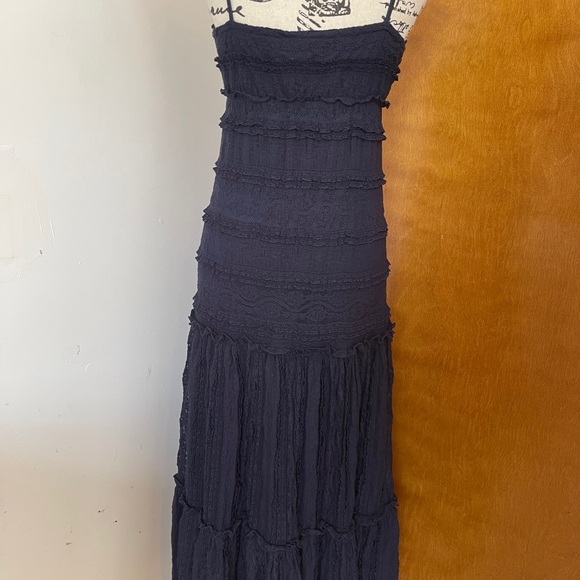 Eliza J Navy Blue Boho Ruffle Dress - Picture 4 of 16